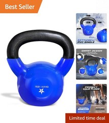 15 LB Vinyl Coated Cast Iron Kettlebell – Perfect for Home Strength Training