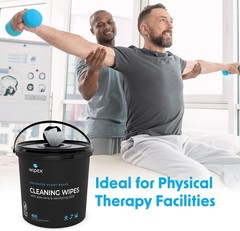 Gym & Fitness Cleaning Wipes 400ct Dispensing Bucket W/ Sanitizing BZK Hands