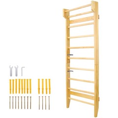 Stall Bars for Home Gym, Wall Mounted Swedish Ladder for Stretching, Pull Up
