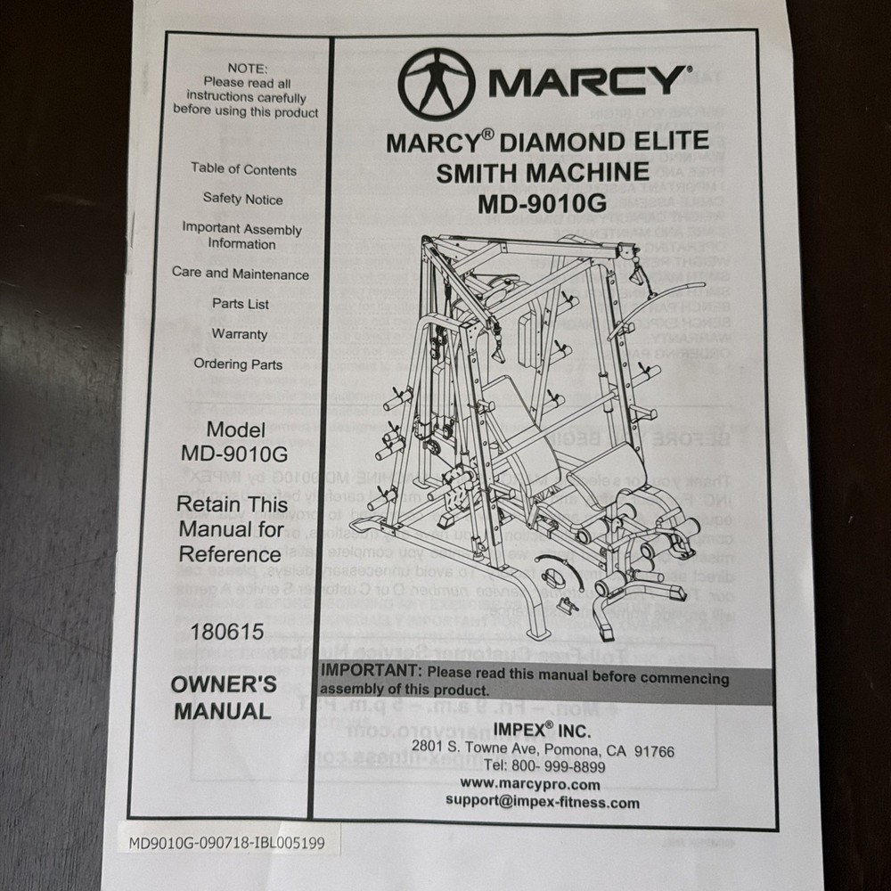 Marcy MD-9010G Smith Machine/Cage System Home Gym