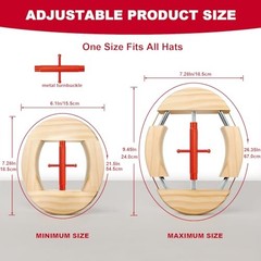4 Way Hat Stretcher, Hat Stretcher for Fitted Hats, Large Red Upgraded_4way