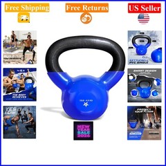 10lb Vinyl Coated Cast Iron Kettlebell for Home Gym, Strength & Fitness
