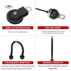 LFJ LAT Pull Down and Lift Weight Pulley System Cable Machine Pulley Attachme…