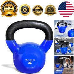 Compact 15 LB Vinyl Kettlebell – Ideal for Indoor & Outdoor Fitness Routines