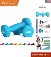 Durable Cast Iron Neoprene Dumbbells, 2lb Each – Perfect for All Fitness Levels