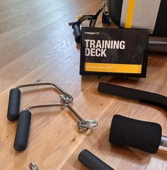 TOTAL GYM FIT W/XL SQUAT STAND, LOTS OF ATTACHMENTS, CARD DECK, WALL CHART, DVDS