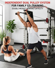 All-in-One Smith Machine Home Gym with Power Cage & Cable Pulley System
