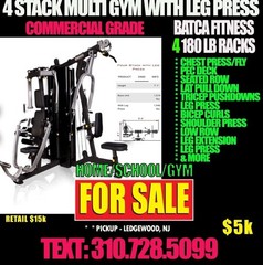 Batca Fitness 4-Stack Home Gym w/ Leg Press 180 lb Commercial Grade Adjustable