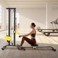 Pull Down Machine Multifunction Low Row Bar Cable Fitness Body Workout Gym