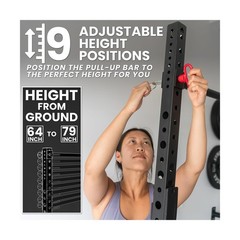 Synergee 2200 Series Squat Rack 750lb Capacity, Adjustable Pull-Up Bar, J-Cup…
