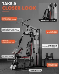 Home Gym Station, Workout Station with 150LBS Weight Stack, Home Gym