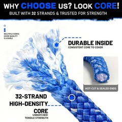 Kinetic Recovery Rope Kit (Reflective), 1.25in x 30ft 56,000Lbs, 35% High Ela…