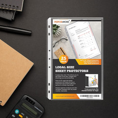 Performore 25 Pack of 8.5X14 Legal Size Heavyweight Long Clear Sheet Protectors,