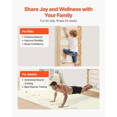 Uimoso Swedish Ladder Wall Gym 2-in-1 10-Level 220 lbs Capacity Fitness Equipmen
