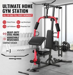 400LB Multifunctional Home Gym Equipment Body Workout Station with Pulley System