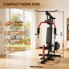 Full Body Workout Machine – 5-in-1 Home Gym Equipment with LAT Pulldown, Ches…