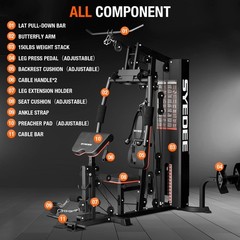 Syedee Home Gym Station 150LB Weight Stack Full Body Workout Machine