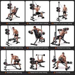 12-in-1 Home Gym LAT Pull Down & High Pulley System Full Body Training Machine