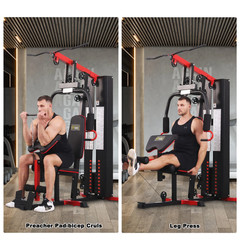 LX750 Multifunctional Full Home Gym System Workout Station with 122.5 Lbs Weight