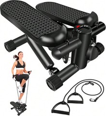 Mini Stair Stepper with Resistance Bands & LCD Monitor – 300lbs Hydraulic Fit…