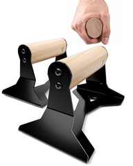 PULLUP & DIP Parallettes – Push Up Handles with Ergonomic Wooden Handles & He…