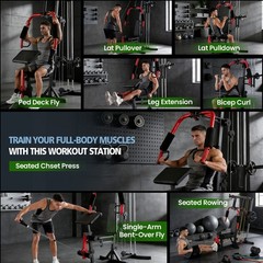 400LB Multifunctional Home Gym Equipment Body Workout Station with Pulley System