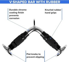 Yes4All Cable Machine Attachment, Tricep Straight Bar, V Bar, LAT Pulldown At…
