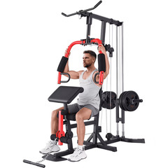 Full Body Home Gym System Exercise Equipment Weight Workout Station 140lbs New