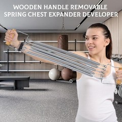 Chest Expander,Wooden Handle 5 Removable Spring Chest Expander for Men Home G…