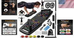 Versatile Push Up Board with Resistance Bands & Ab Roller for Total Body Fitness