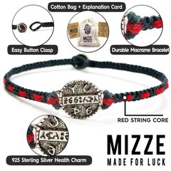 Men’s Health & Well Being Charm Bracelet in Silver on Macrame Crafted Bracele…