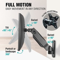 ELG Full Motion Swivel Monitor Wall Mount Stand Gas Spring for black /