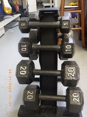Cap Barbell 100 lb Cast Iron Hex Dumbbell Weight Set with Rack (TDY031407)