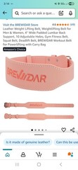Womens Brevidar Size Large Workout Belt In Peach Pink