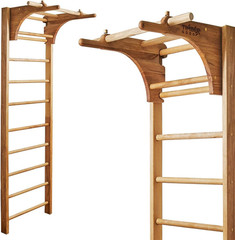 Swedish Ladder Wall Stall Bars for Kids and Adults, Made of Solid Beech Wood, Wi