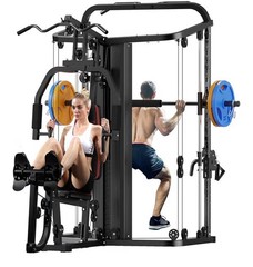 Home Gym System Workout Station Smith Machine with 138LB Weight Stacks