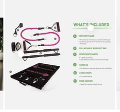BodyBoss Home Gym 2.0 Full Portable Gym Home Workout Package Pink 2 Bands