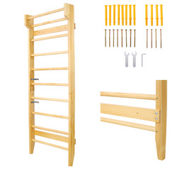 Multi-Use Swedish Ladder Wall Mounted Solid Wood Pull Up Bar 286lbs Capacity
