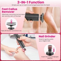 2 in 1 Adjustable Foot File Nail Grinder w/ Sandpaper Disks w/ Rotation Control