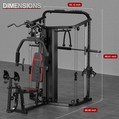 Home Gym System Workout Station Smith Machine with 138LB Weight Stacks