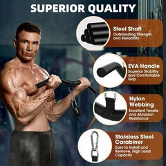 LAT Pulldown Bar & D Handle Attachment For Cable Machine Tricep Back Arm Workout