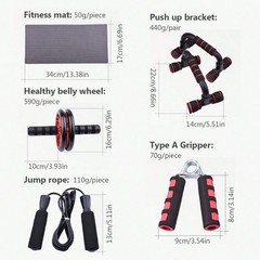 7pcs Home Gym Fitness Set – Ab Roller, Push-Up Stand, Resistance Bands & More