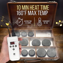 SereneLife PSLMSGST70B Heating Box Hot Stone Massage Kit with Warmer