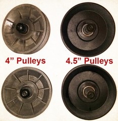 TWO USED 4″ Pulleys + TWO USED 4.5″ Pulleys and Bolts for Bowflex Revolution XP