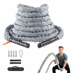 Battle Rope 1.5″ Heavy Weighted 30/40FT for Home Gym & Strength Training