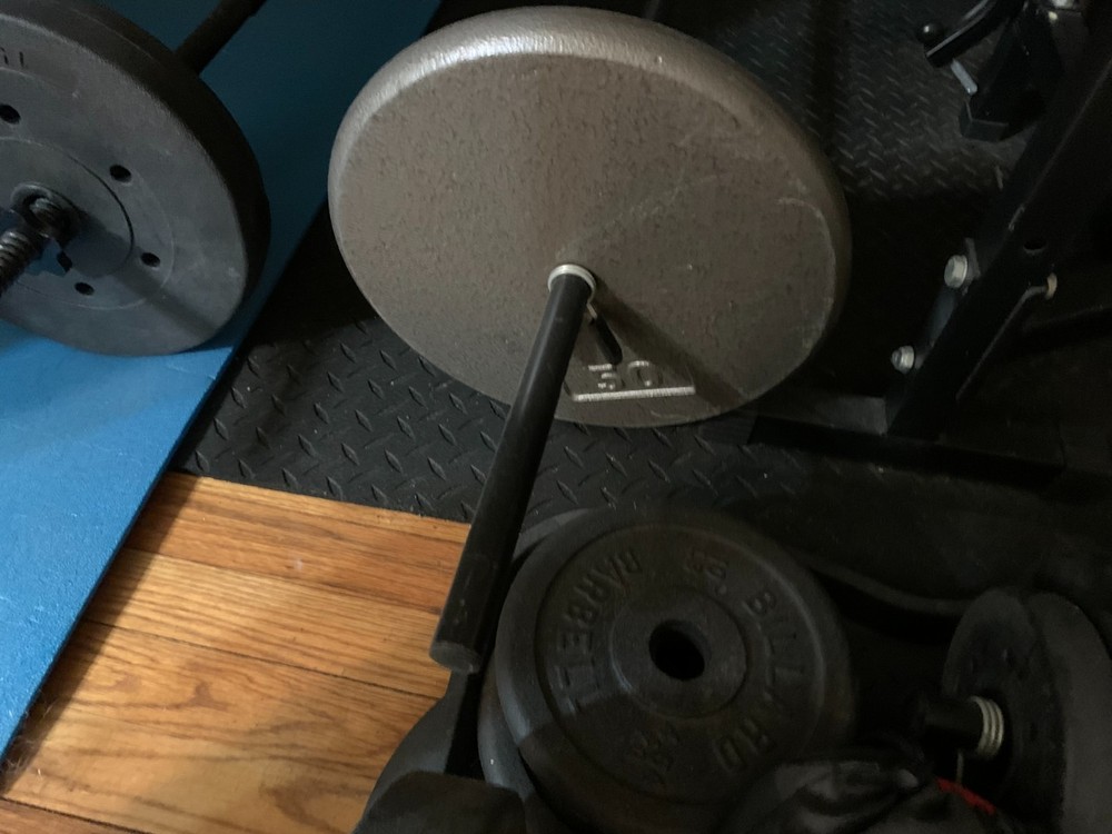 Total Gym weight bar 50 POUNDS GRAY BAR ,50 POUND WEIGHTS EACH and BLACK BAR