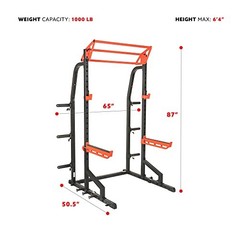 Sunny Health & Fitness Power Zone Half Rack Heavy Duty Performance SF-XF9933