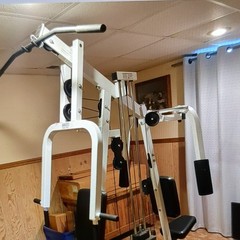 Adjustable Home Gym Machine White/Black Lat Pulldown Chest Press Leg Extension