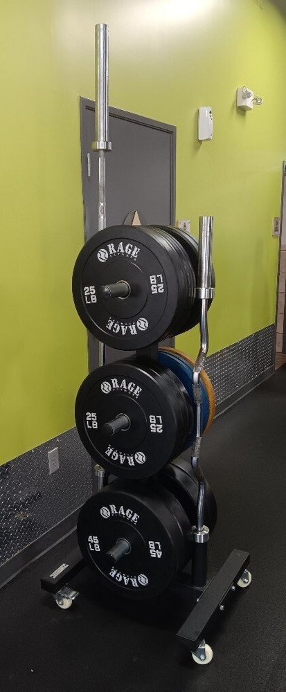 MOTIVE FITNESS – CFF Olympic Mobile Bar & Bumper Plate Tree – 1000 lb. Capacity