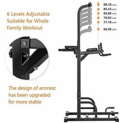 Sportsroyals Power Tower Dip Station Pull Up Bar for Home Gym Strength Training
